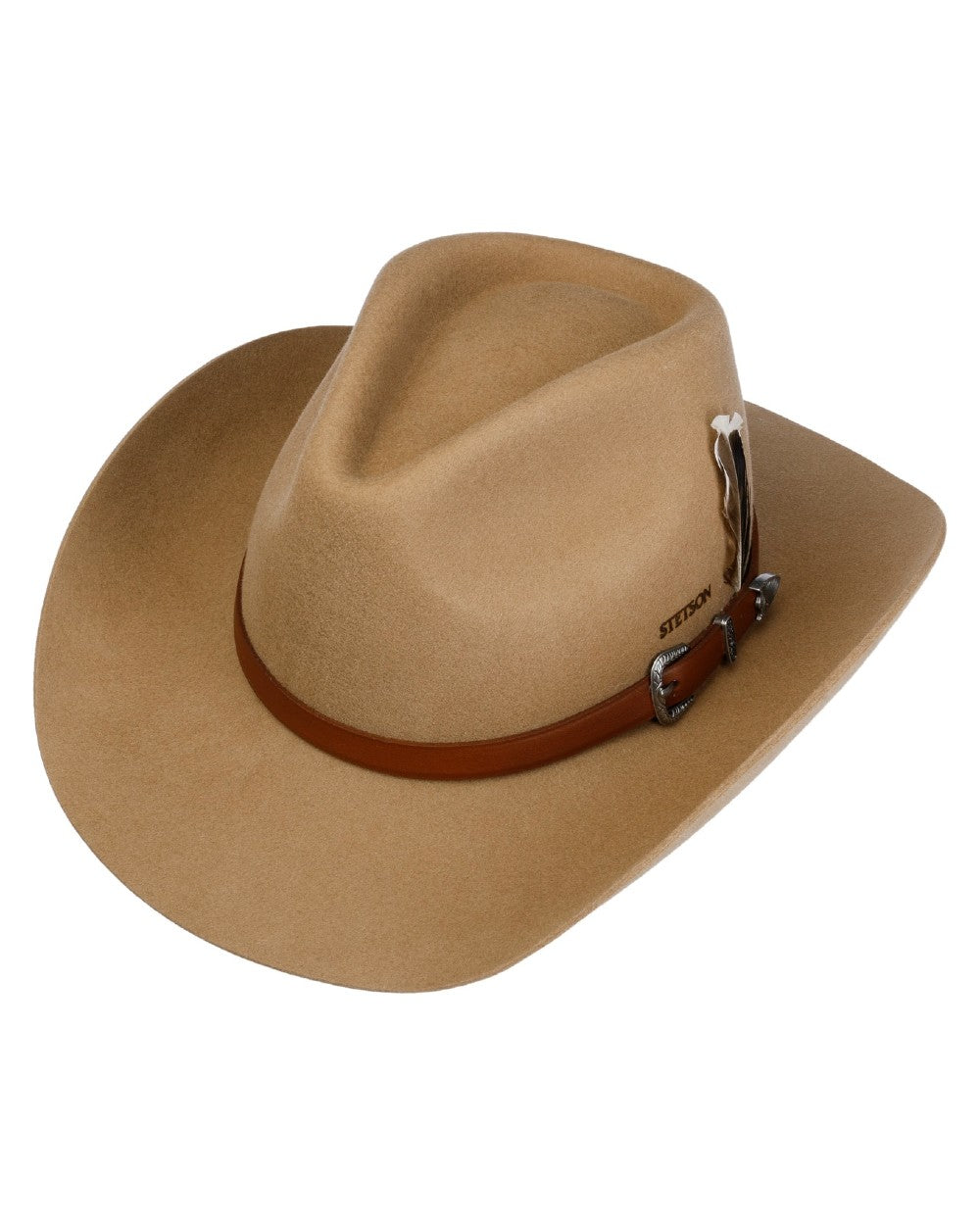 Light Almond coloured Stetson Limington Western Wool Hat on white background