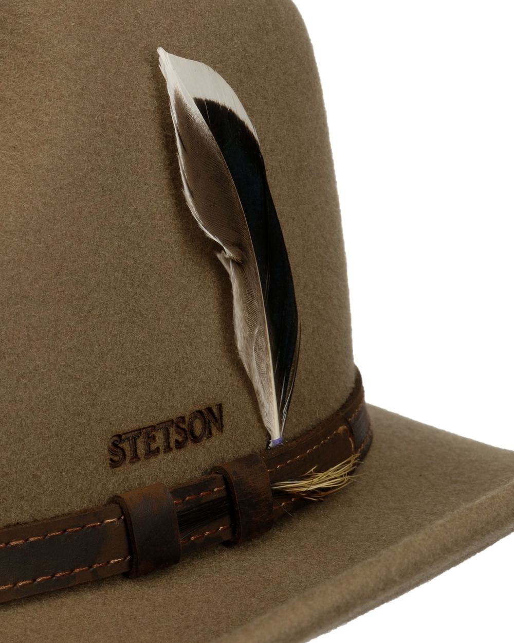 Dried Herb coloured Stetson Mobridge Western Wool Hat on white background