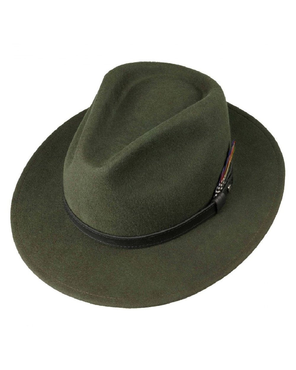 Dark Green coloured Stetson Yutan Wool Hat on white background