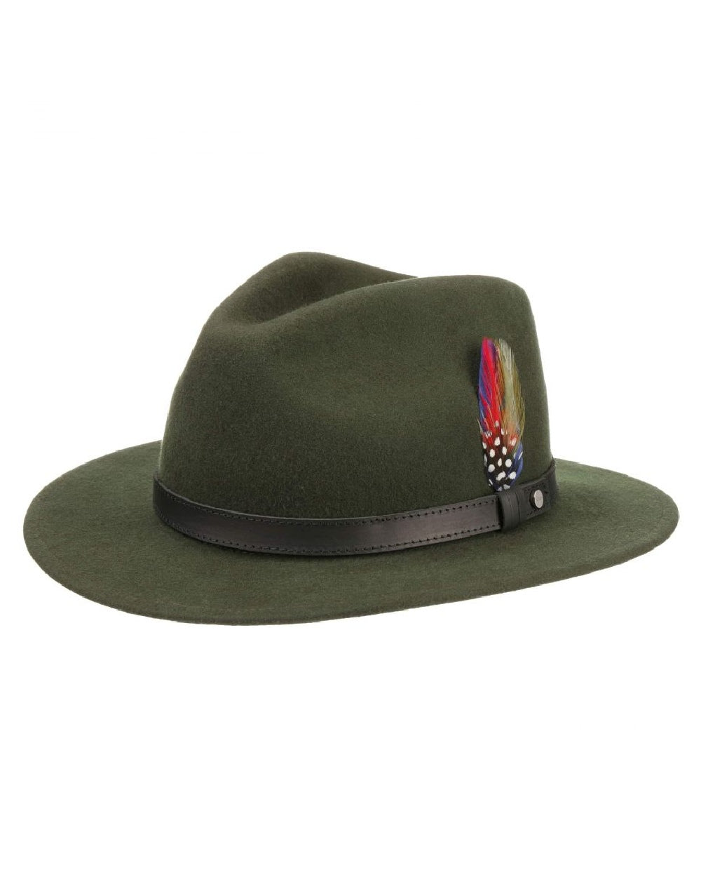 Dark Green coloured Stetson Yutan Wool Hat on white background