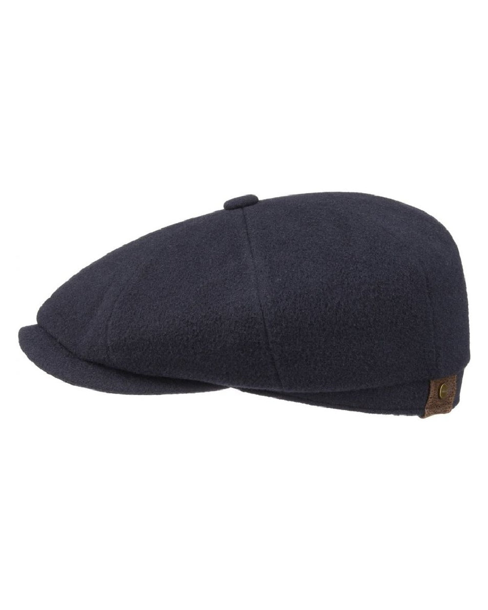 Navy Coloured Stetson Hatteras Noir Cap On A White Background