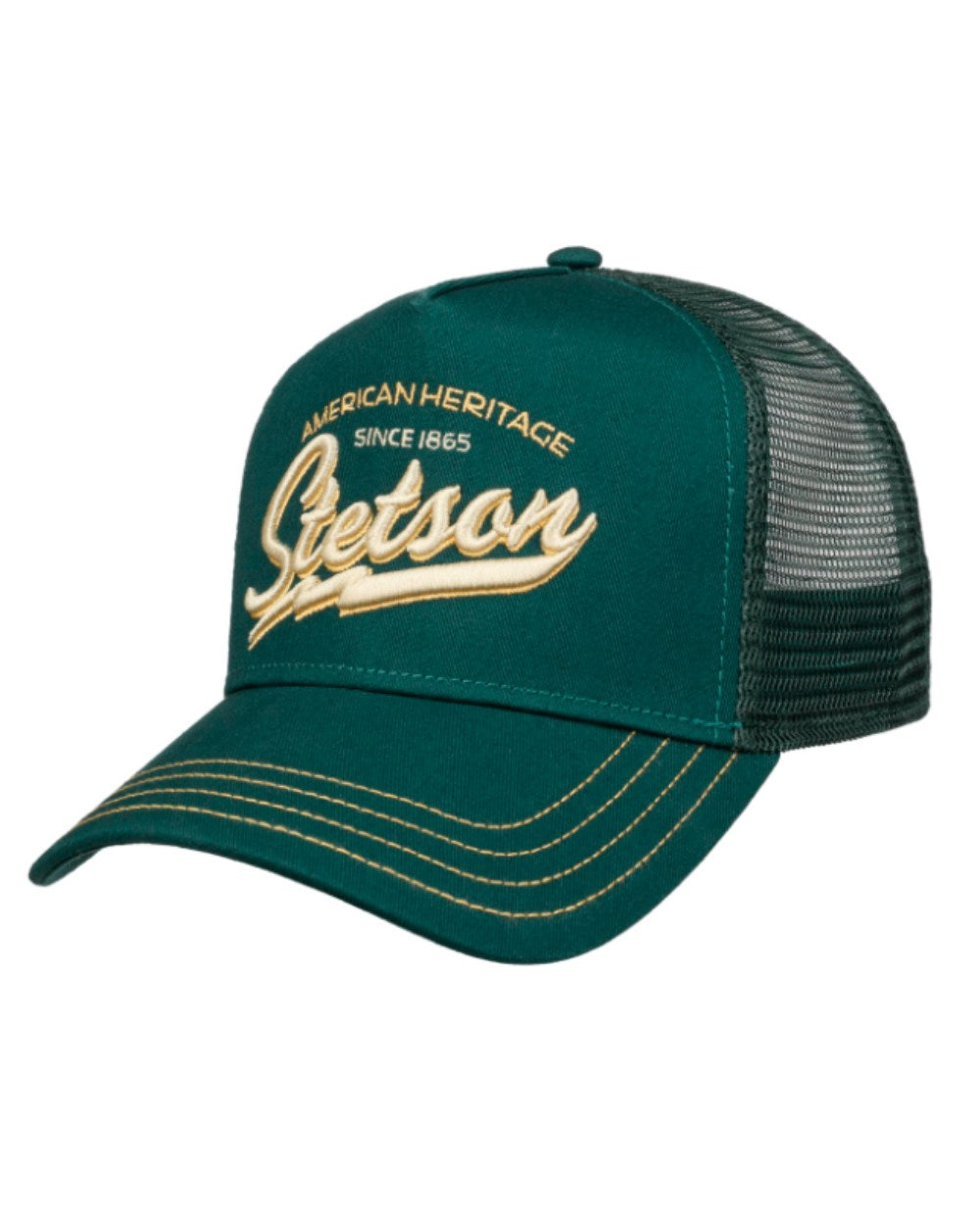 Dark Forest coloured Stetson American Heritage Classic Dark Forest Trucker Cap on White background