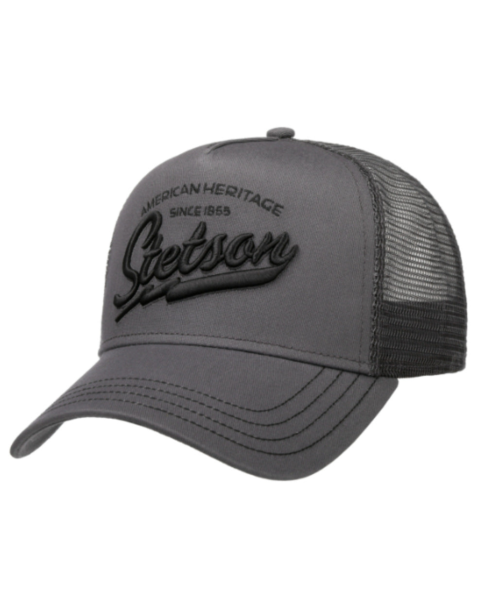 Grey coloured Stetson American Heritage Classic Grey Trucker Cap on White background