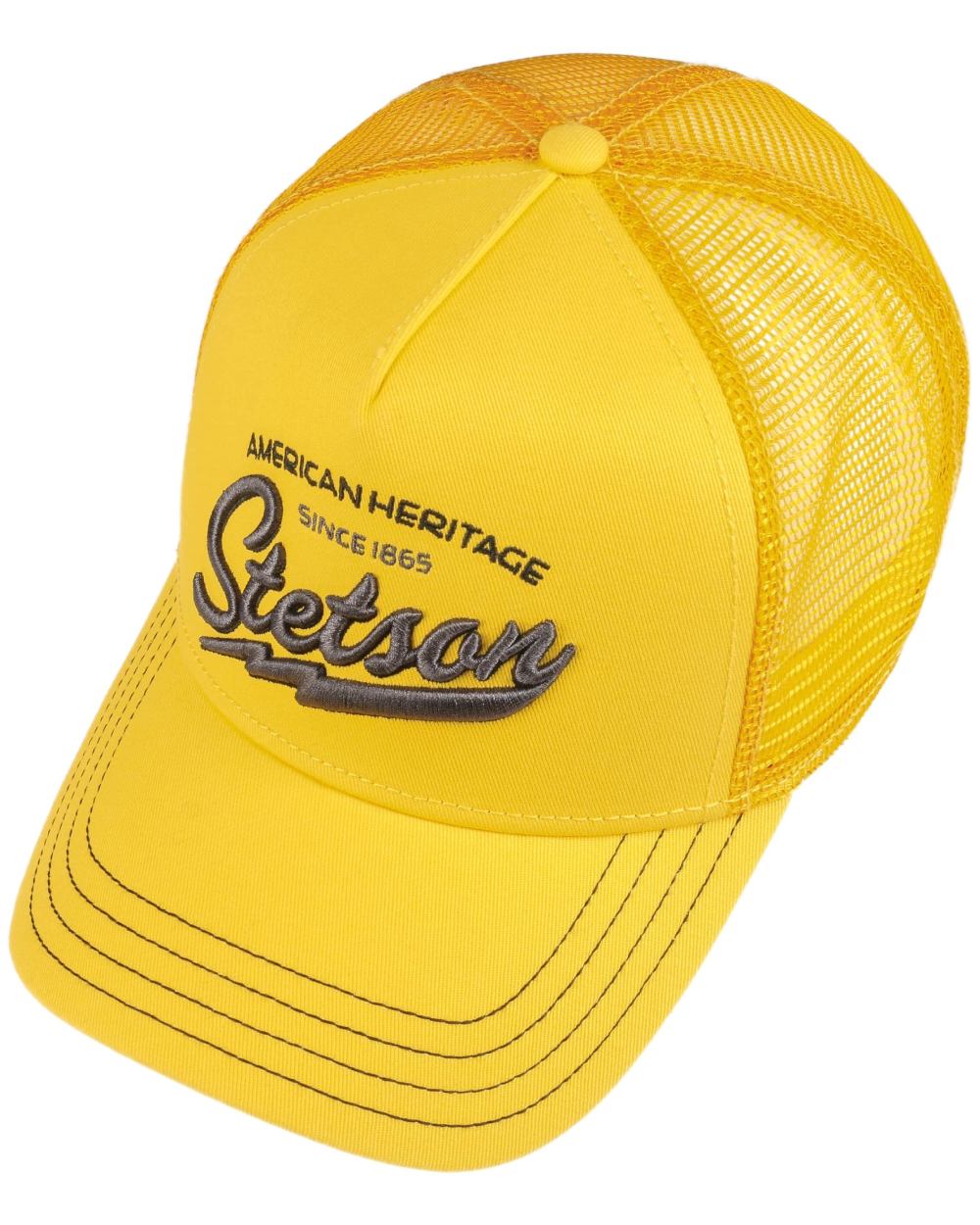 Yellow coloured Stetson American Heritage Trucker Cap on white background