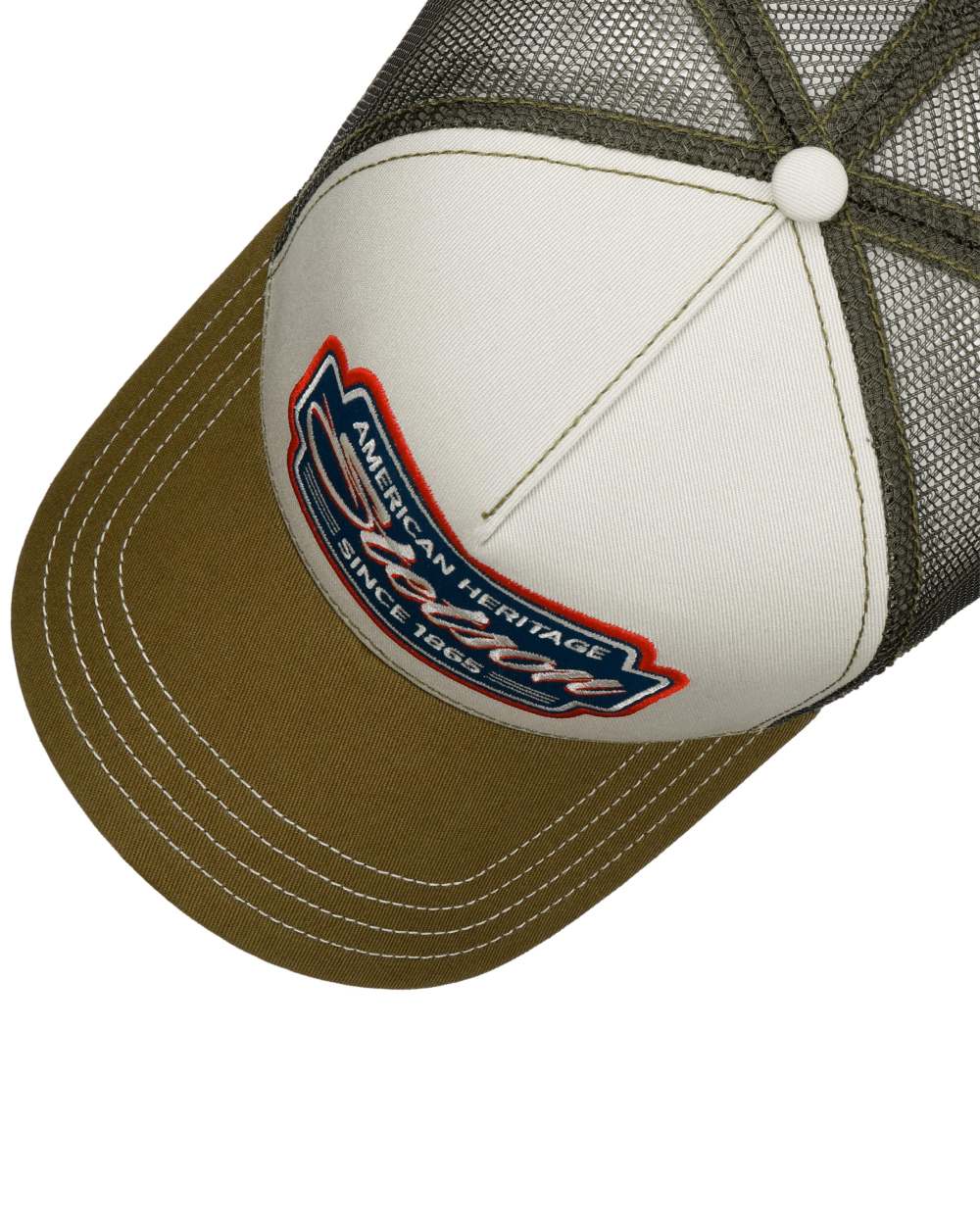 Olive Yellow coloured Stetson Classic Race Trucker Cap on white background