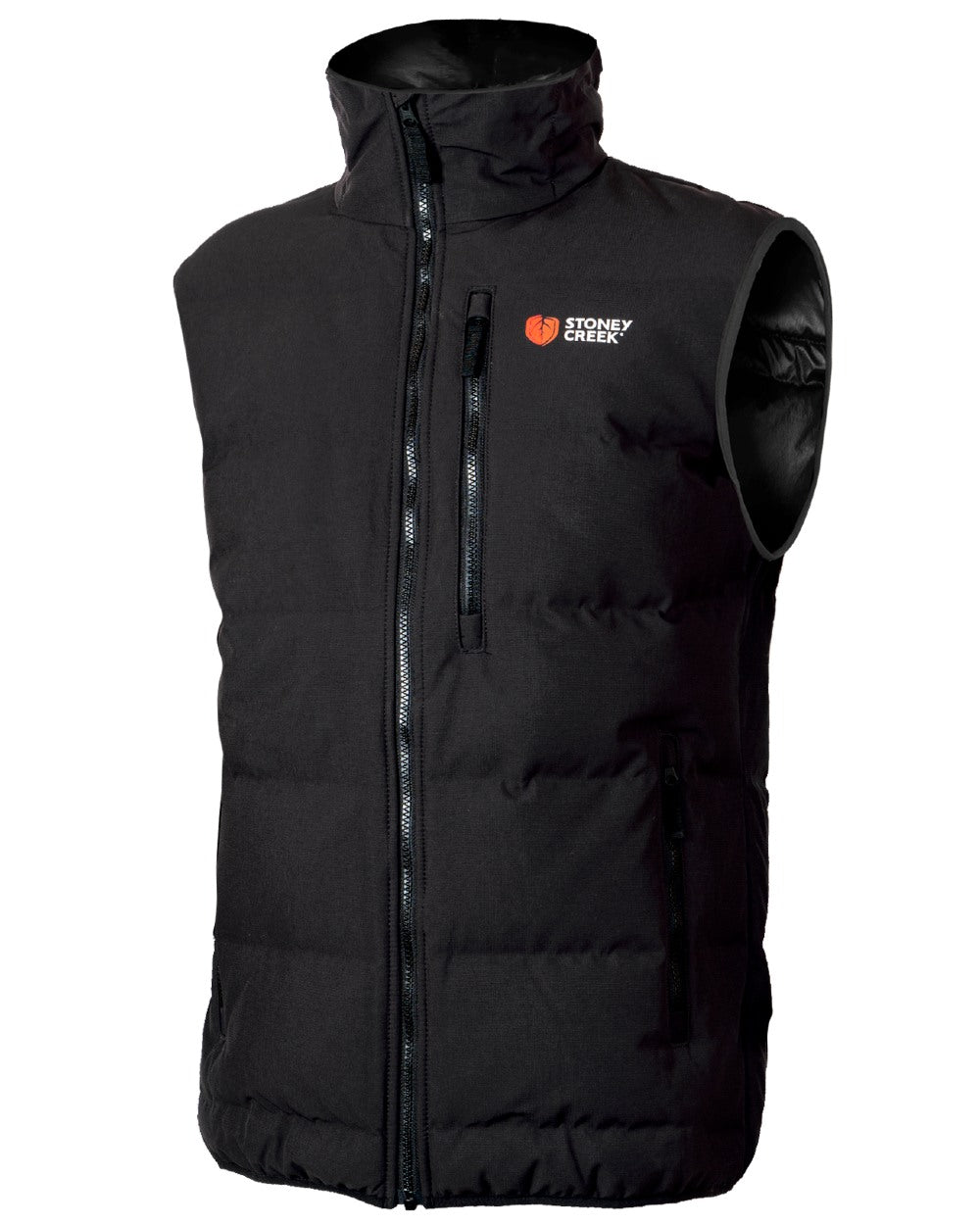 Black coloured Stoney Creek Mens Thermotough Vest on white background