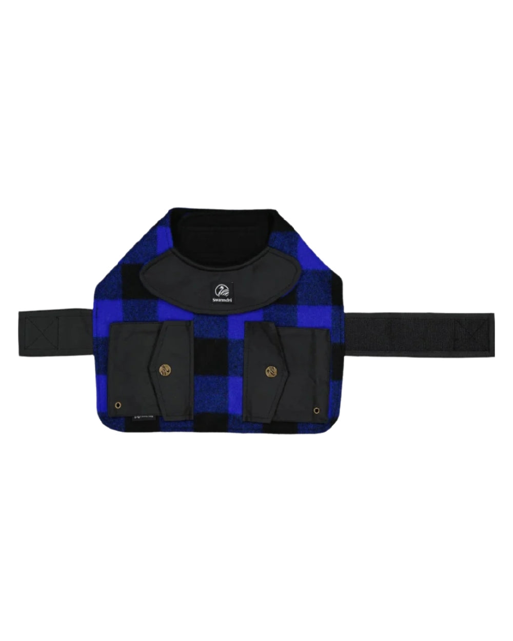 Blue Black Check Coloured Swanndri Classic Wool Dog Coat on white background