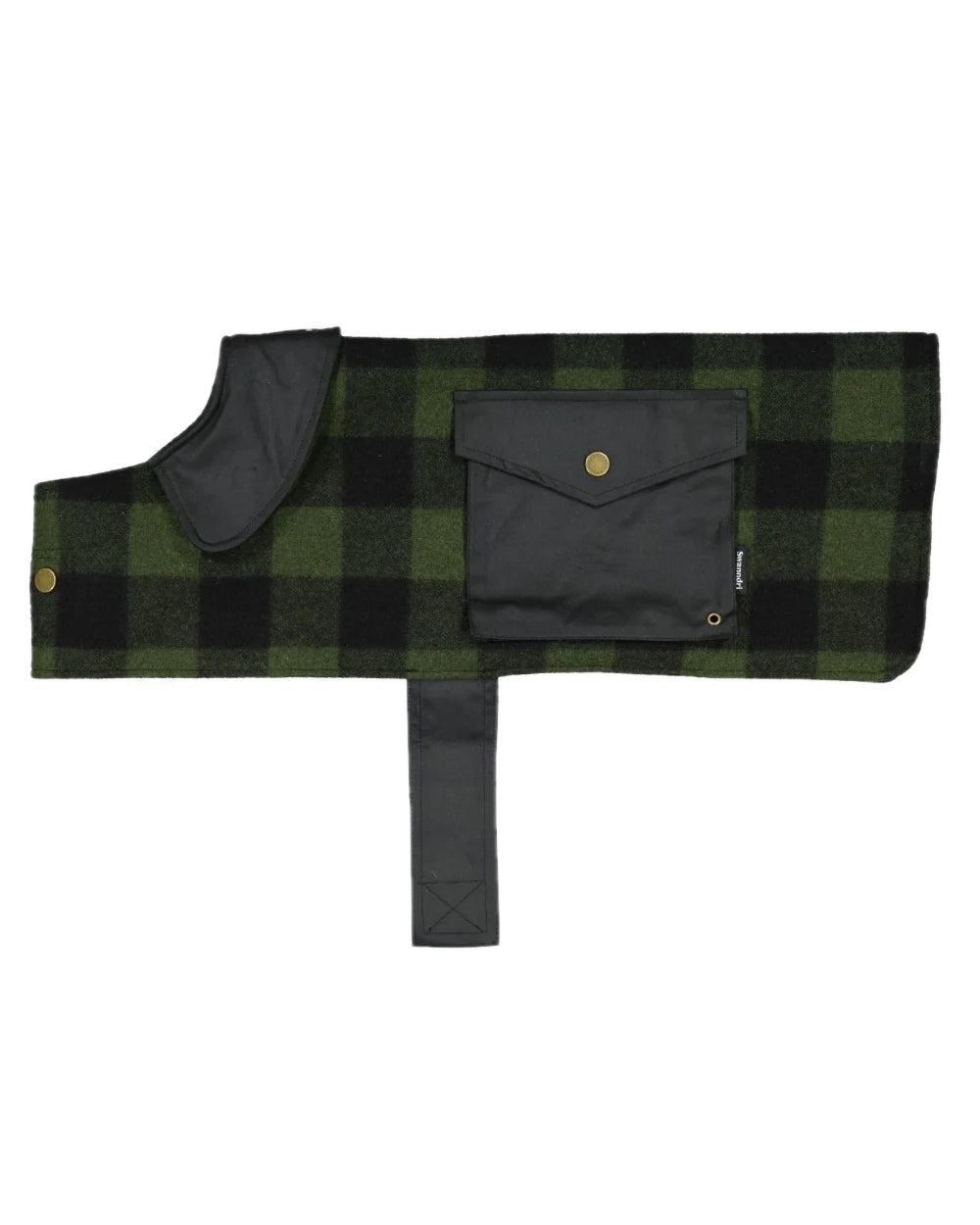 Olive Black Check Coloured Swanndri Classic Wool Dog Coat on white background
