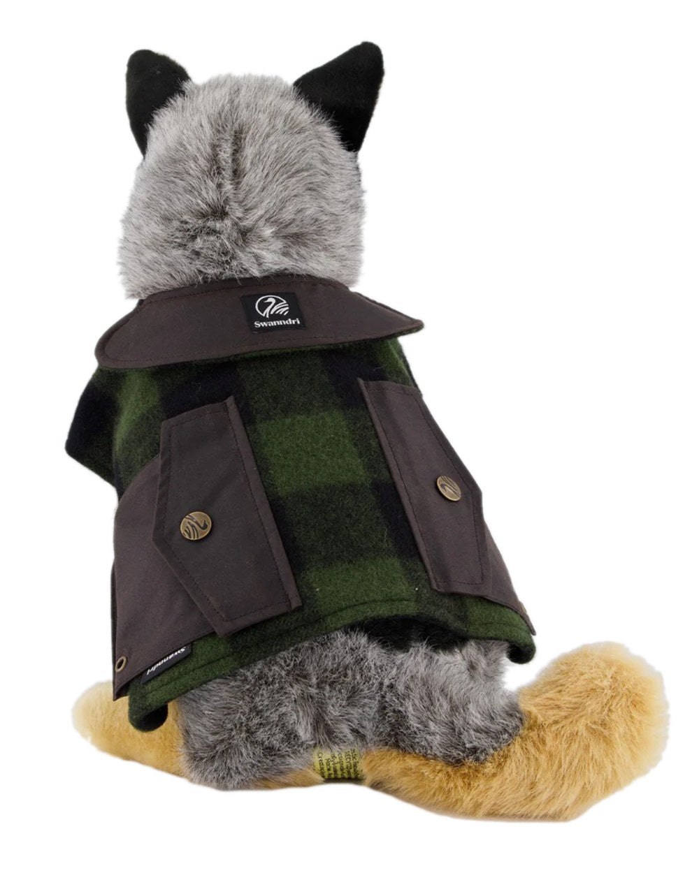 Olive Black Check Coloured Swanndri Classic Wool Dog Coat on white background