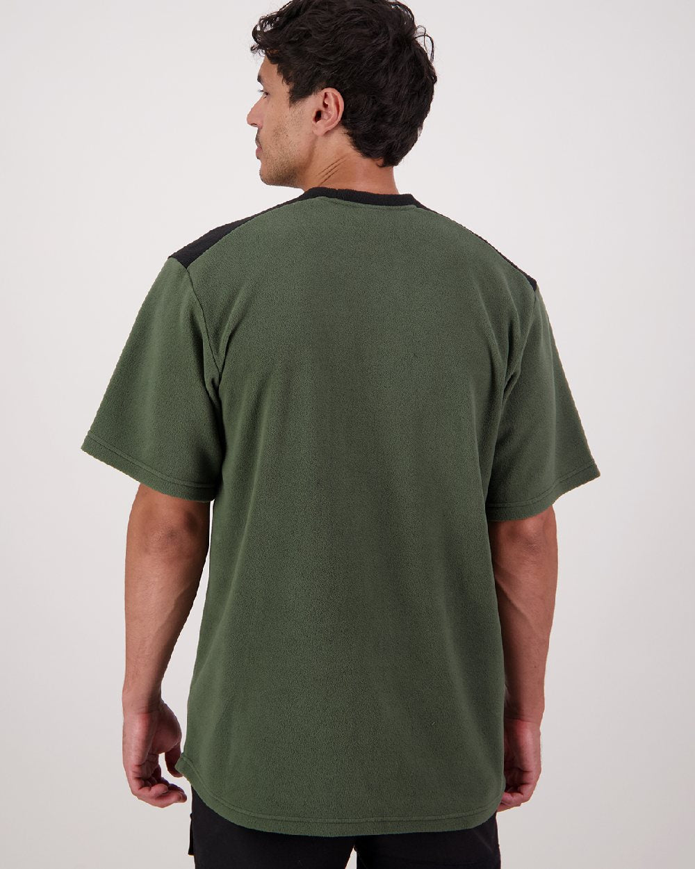 Olive Coloured Swanndri High Rock Mens Fleece T Shirt on White Background