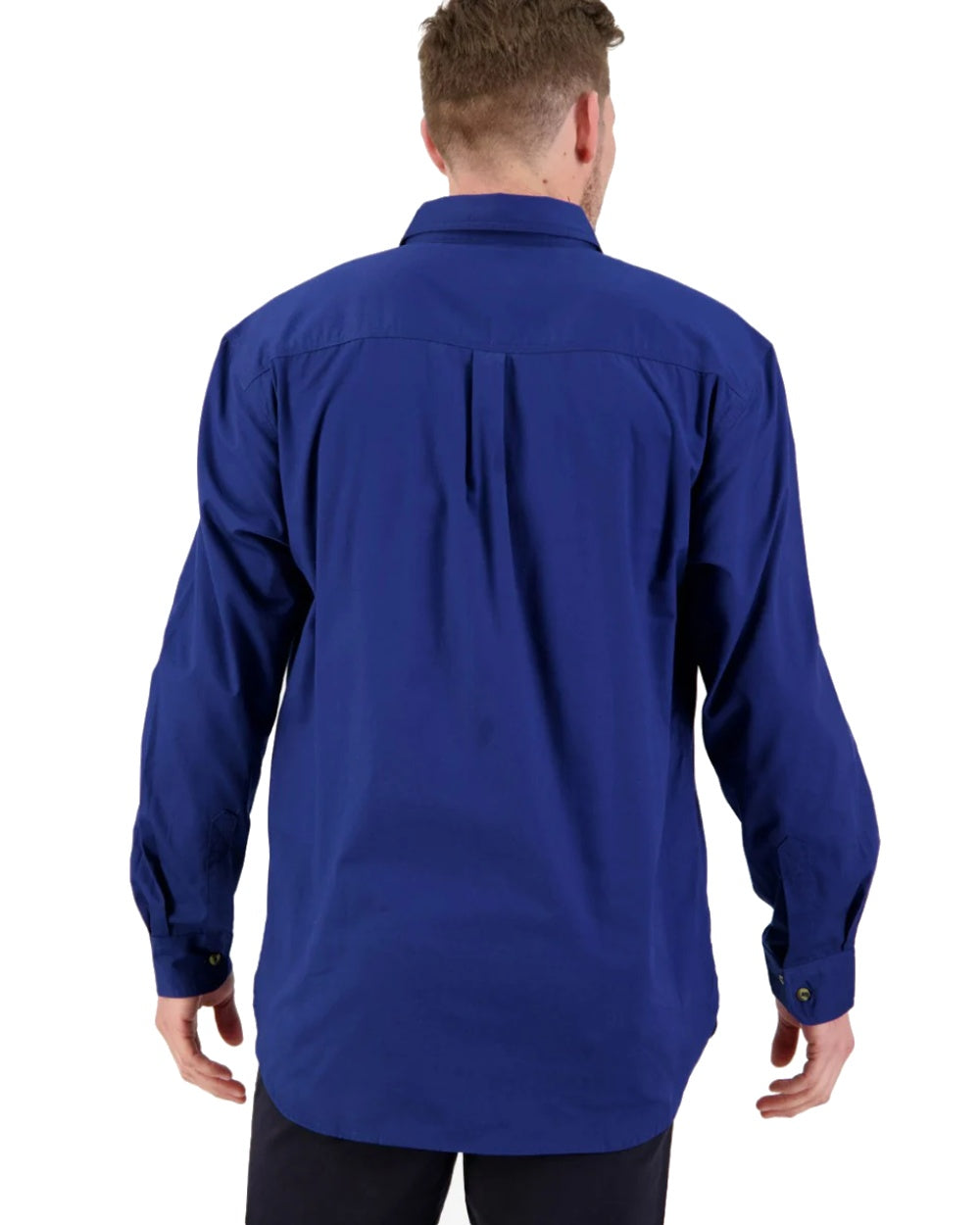 Navy Coloured Swanndri Mens Bendigo Long Sleeve Work Shirt on white background