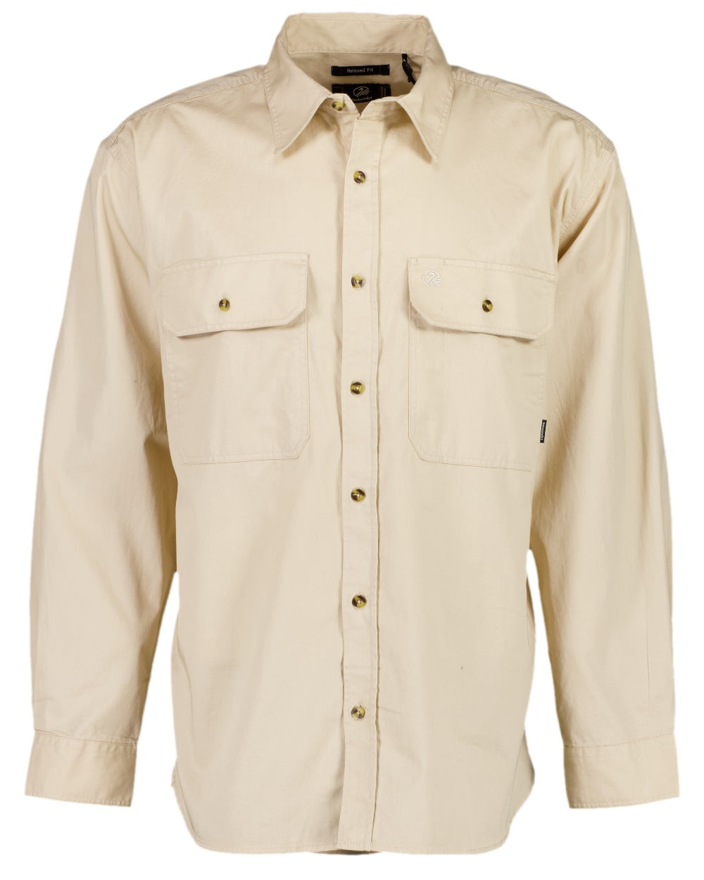 Bone Coloured Swanndri Mens Byron Long Sleeve Shirt on white background