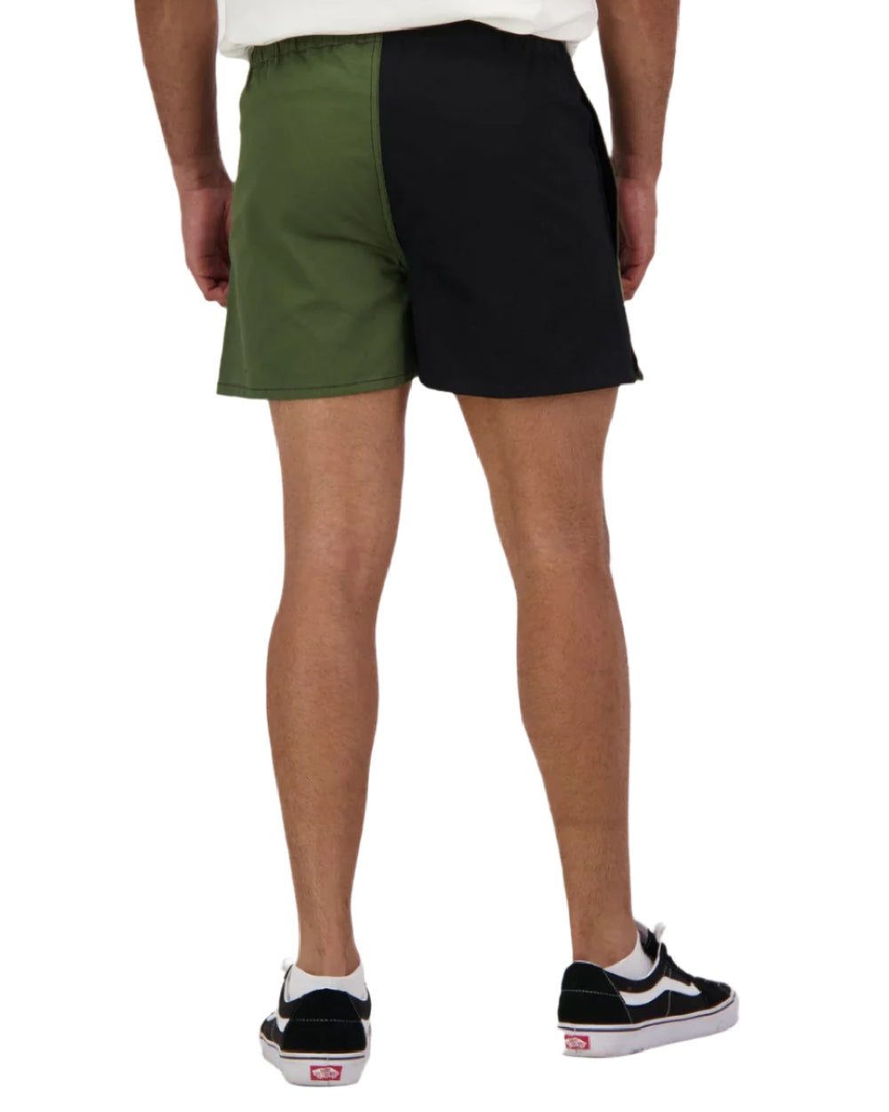 Olive Black Coloured Swanndri Mens Chequered Rugby Short on white background
