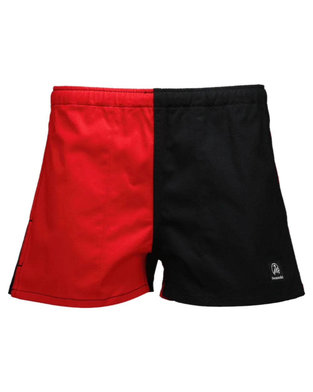 Red Black Coloured Swanndri Mens Chequered Rugby Short on white background