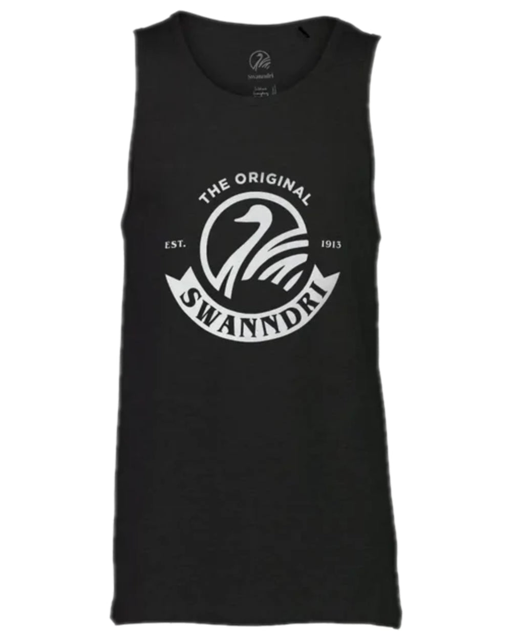 Black White Coloured Swanndri Mens Classic Singlet on white background