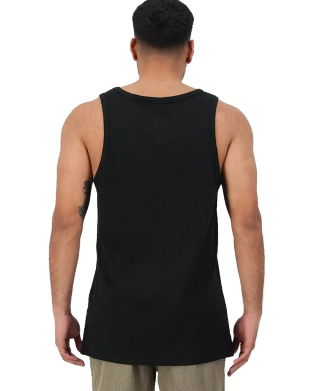 Black White Coloured Swanndri Mens Classic Singlet on white background