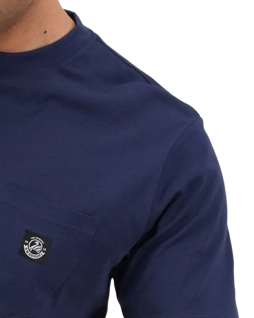 Navy coloured Swanndri Mens Duval V3 T-Shirt on white background