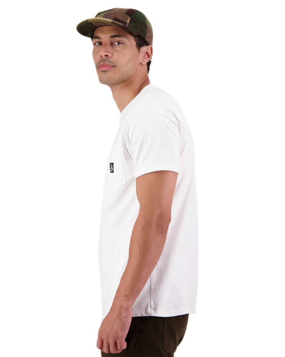 Crisp White coloured Swanndri Mens Duval V3 T-Shirt on white background