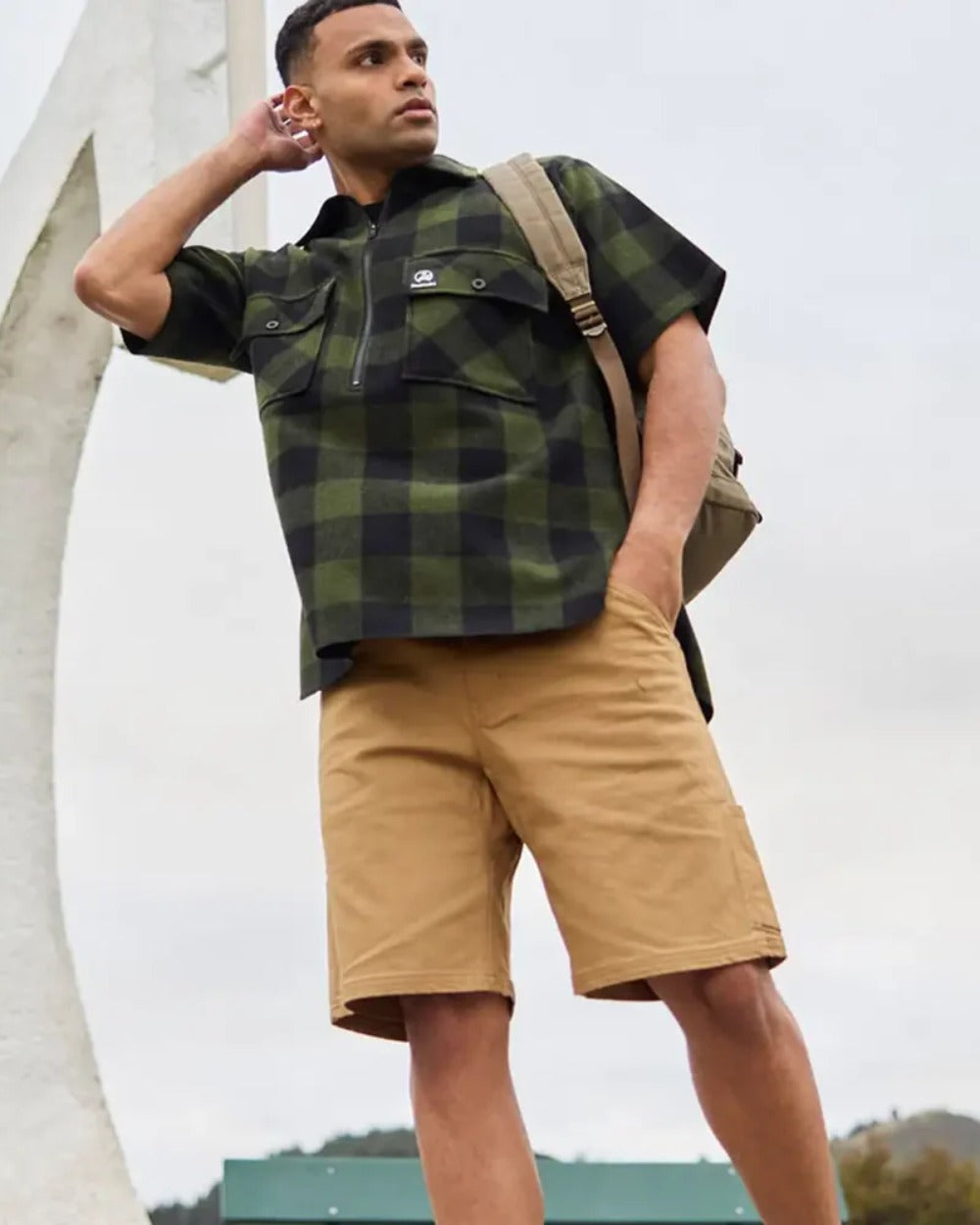 Cashew coloured Swanndri Mens Glenbrook V3 Work Shorts on white background