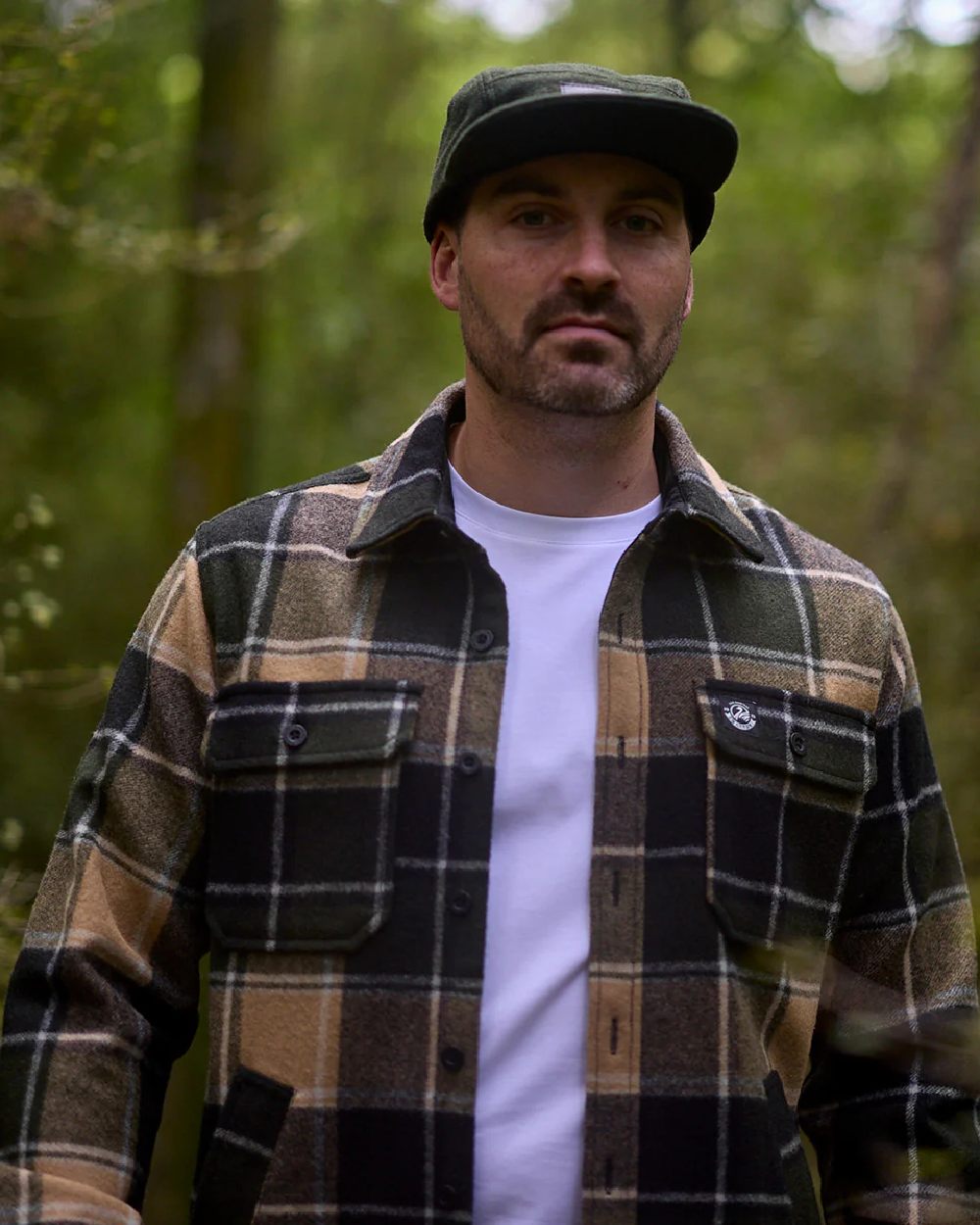 Denver Check Coloured Swanndri Mens Kiaraki V3 Wool Shacket on outdoor background