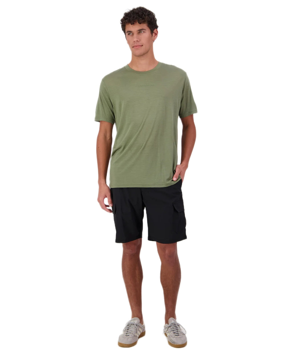 Clover Coloured Swanndri Mens Merino Fusion T-Shirt on white background