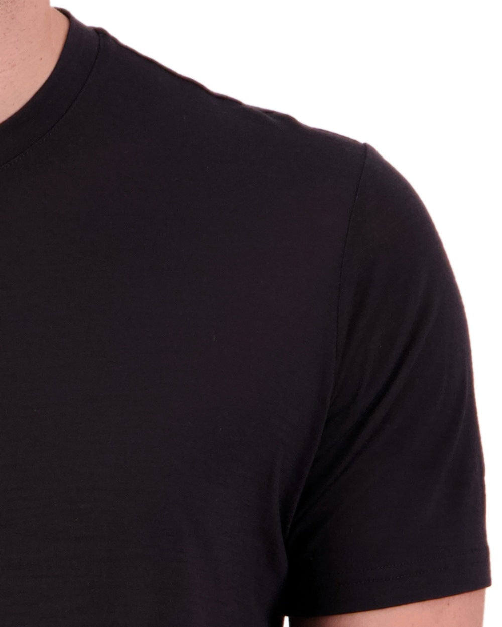 Black Coloured Swanndri Mens Merino Fusion T-Shirt on white background