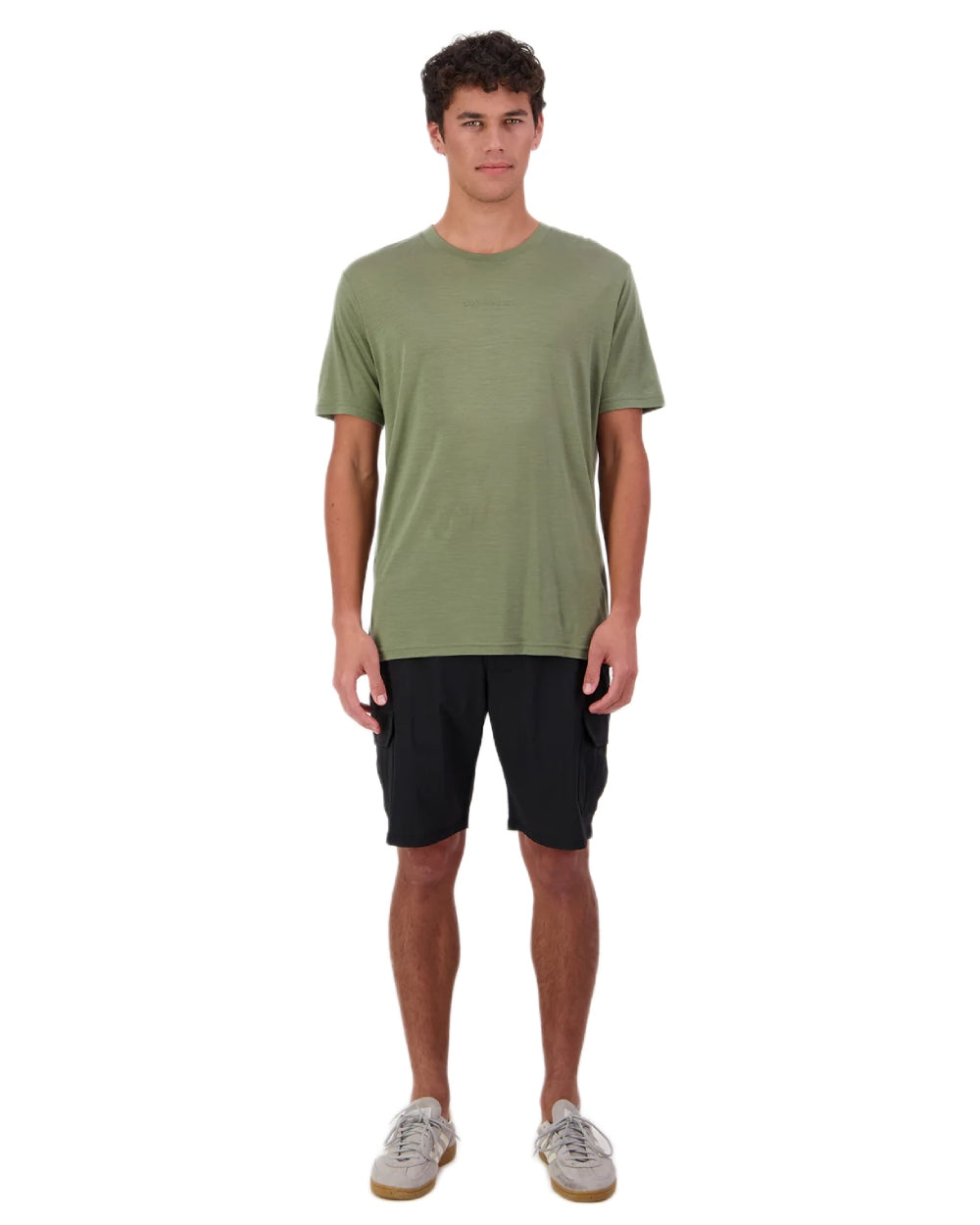 Clover Coloured Swanndri Mens Merino Fusion T-Shirt on white background