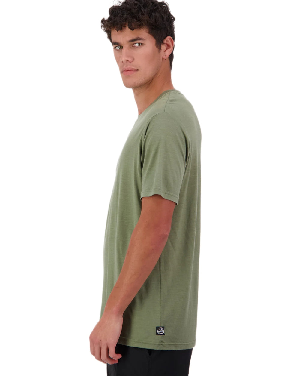 Clover Coloured Swanndri Mens Merino Fusion T-Shirt on white background