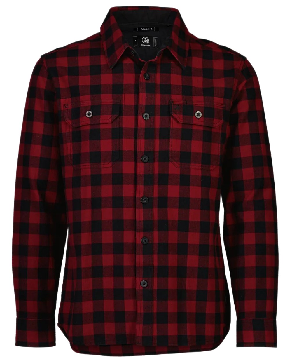 Oxblood Black Coloured Swanndri Mens Okato V2 Long Sleeve Shirt on white background