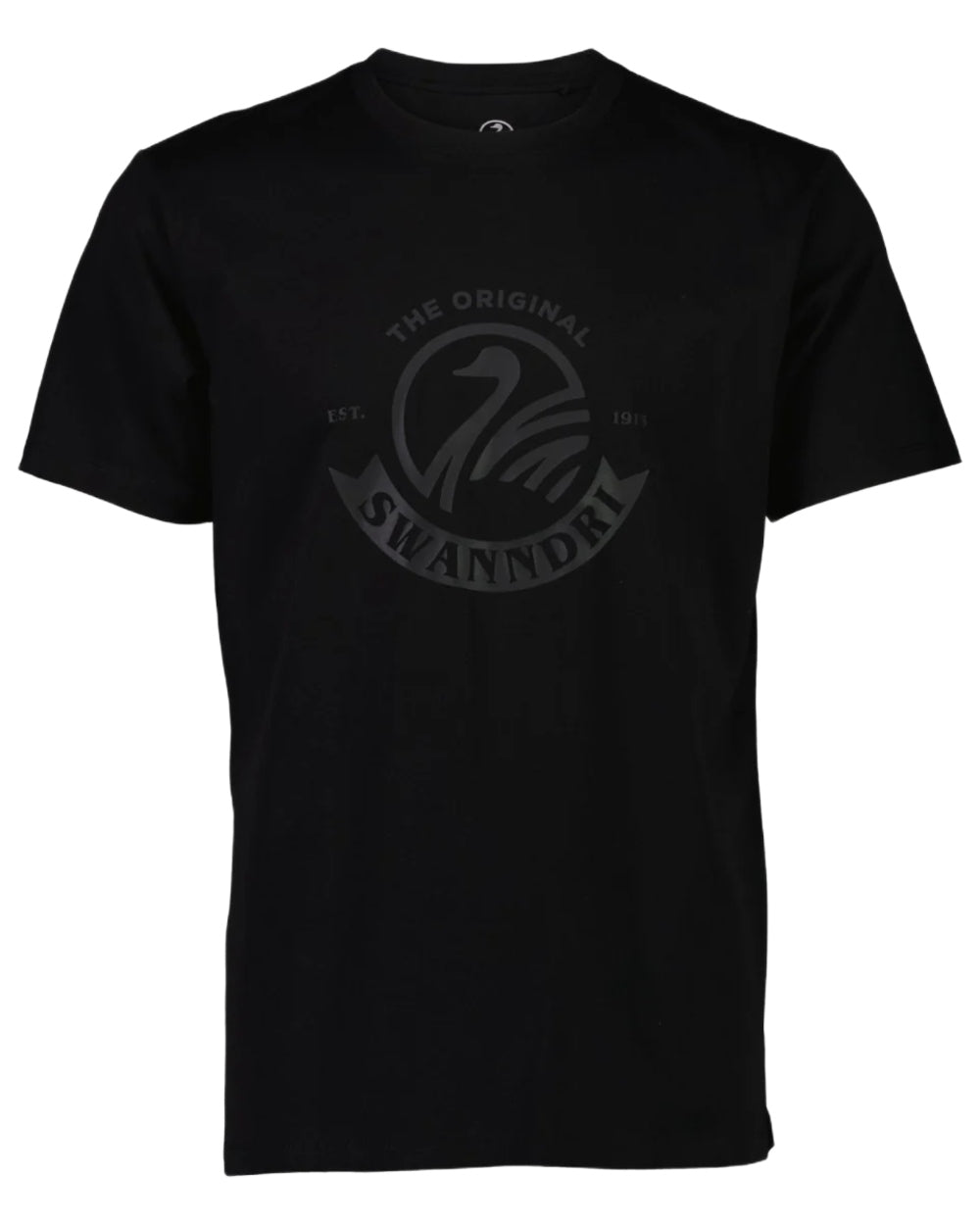 Black Coloured Swanndri Mens Original V2 T-Shirt on white background