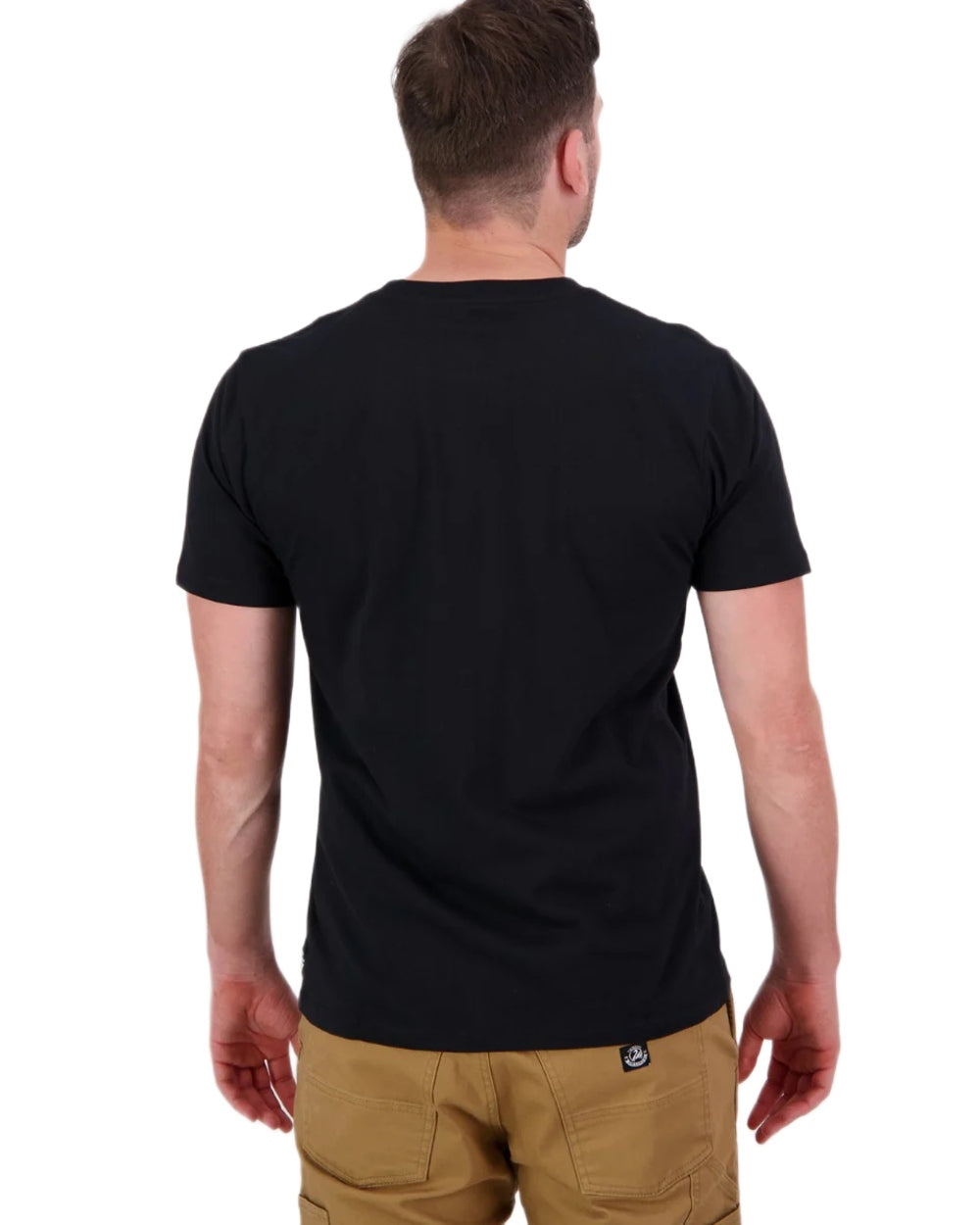 Black Coloured Swanndri Mens Original V2 T-Shirt on white background