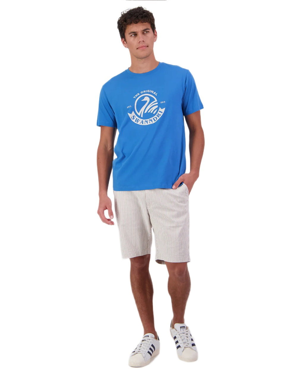 Maui Blue Platinum coloured Swanndri Mens Original V2 T-Shirt on white background