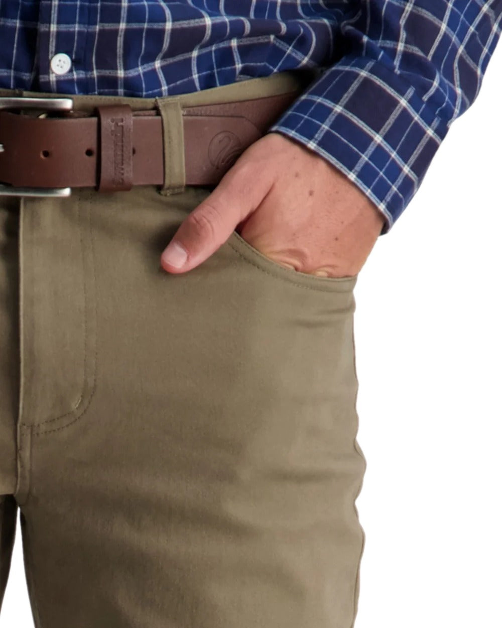 Gunsmoke Coloured Swanndri Mens Riffle Cotton Stretch Jeans on white background