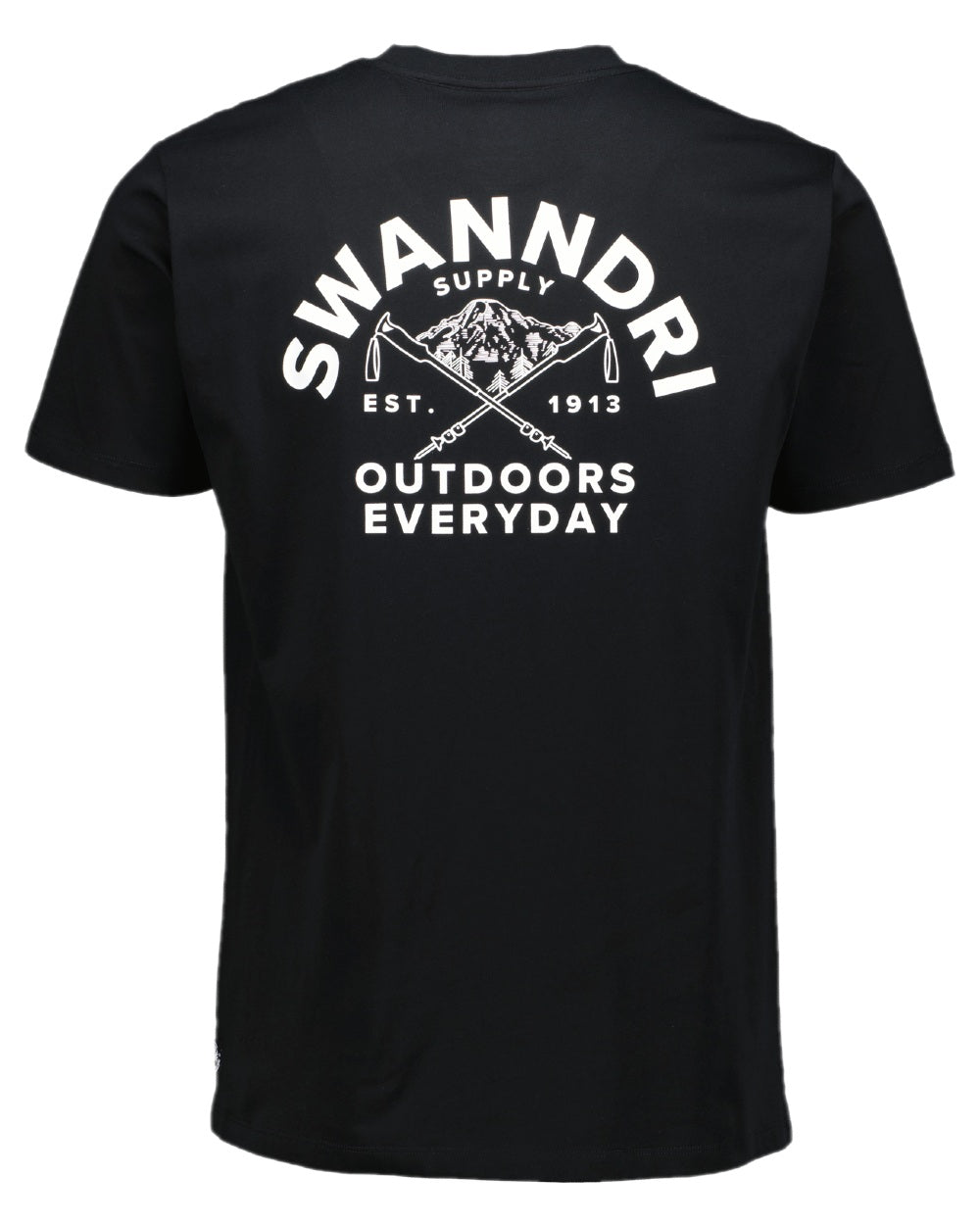 Black White Coloured Swanndri Mens Trails Printed T-Shirt on white background