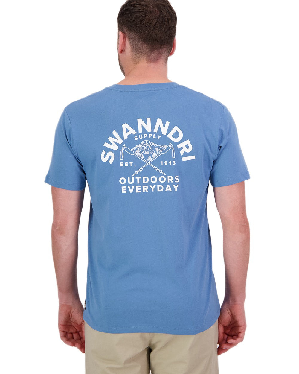 Smoke Blue White Coloured Swanndri Mens Trails Printed T-Shirt on white background