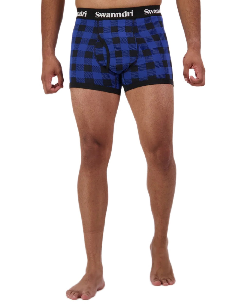 Blue Black Check Coloured Swanndri Mens Underwear on white background