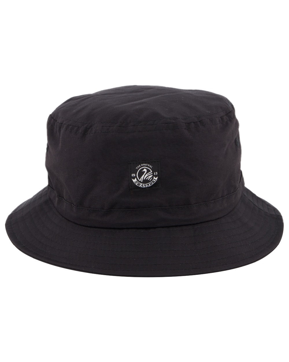 Black Coloured Swanndri Murrays Bay V2 Bucket Hat on white background