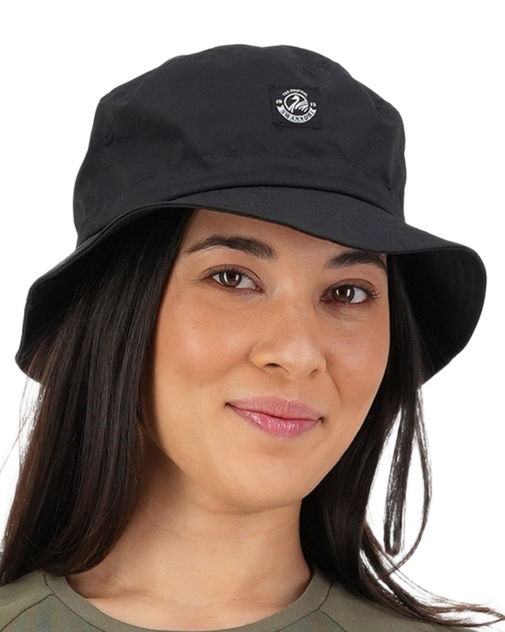 Black Coloured Swanndri Murrays Bay V2 Bucket Hat on white background