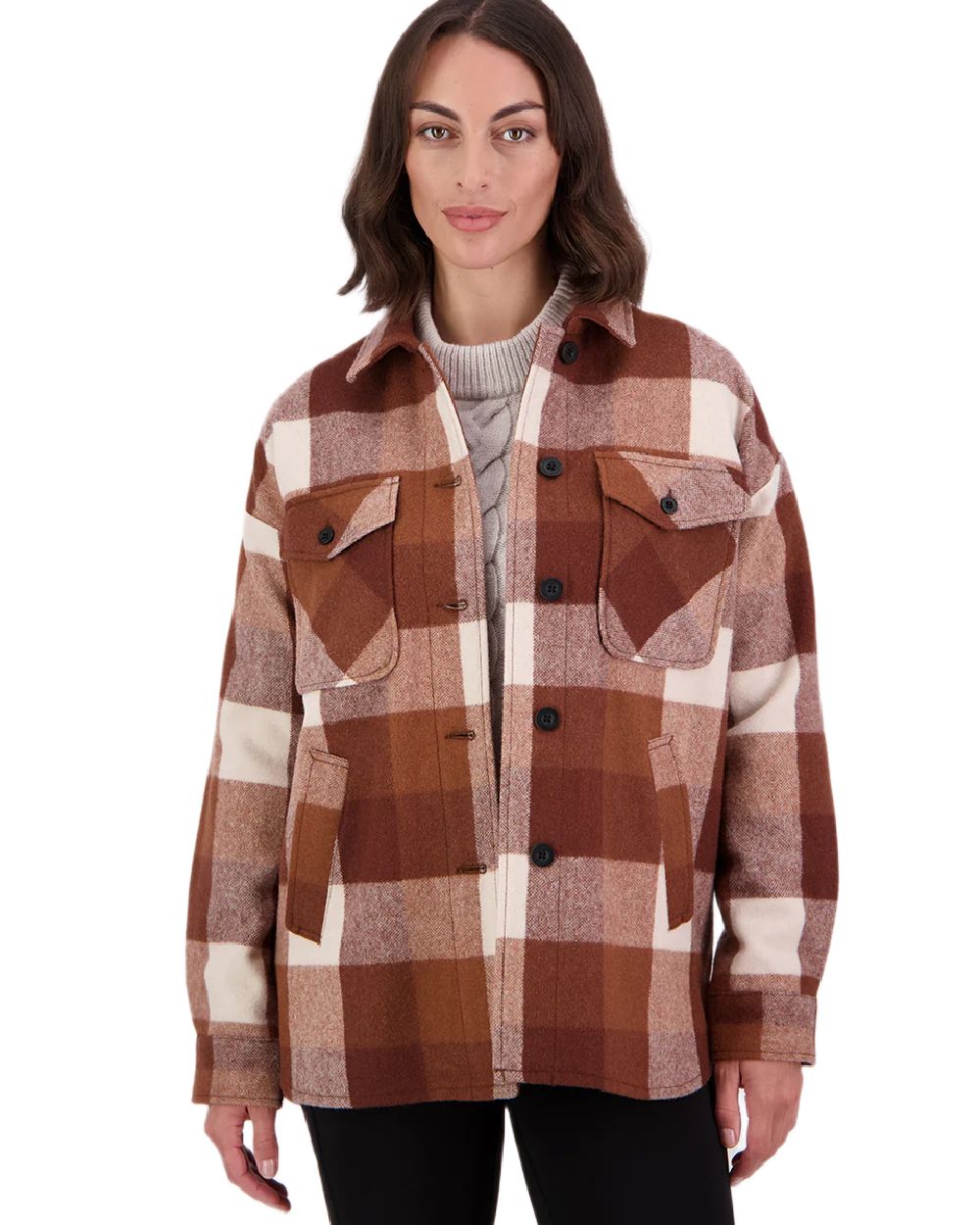 Chelsea Check Coloured Swanndri Womens Anchorage V2 Wool Shirt Jacket on white background