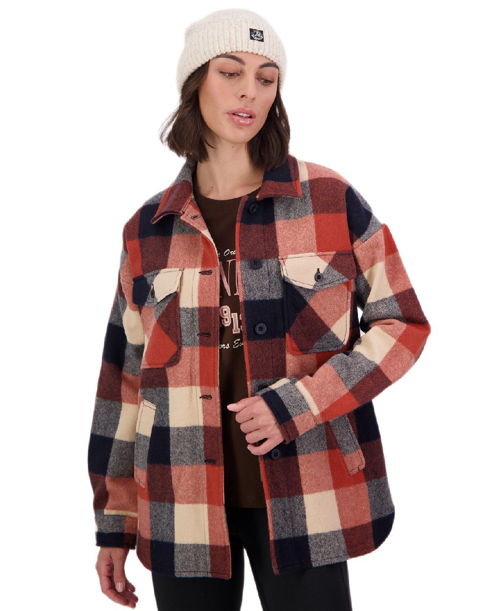 Georgia Check Coloured Swanndri Womens Anchorage V2 Wool Shirt Jacket on white background