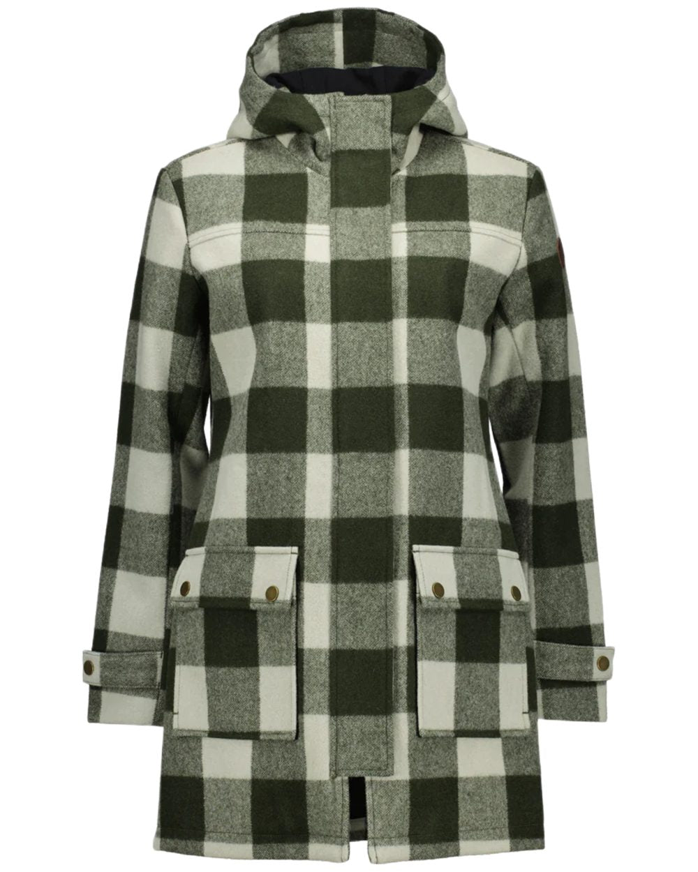 Limestone Check Coloured Swanndri Womens Annmore Wool Overcoat on white background