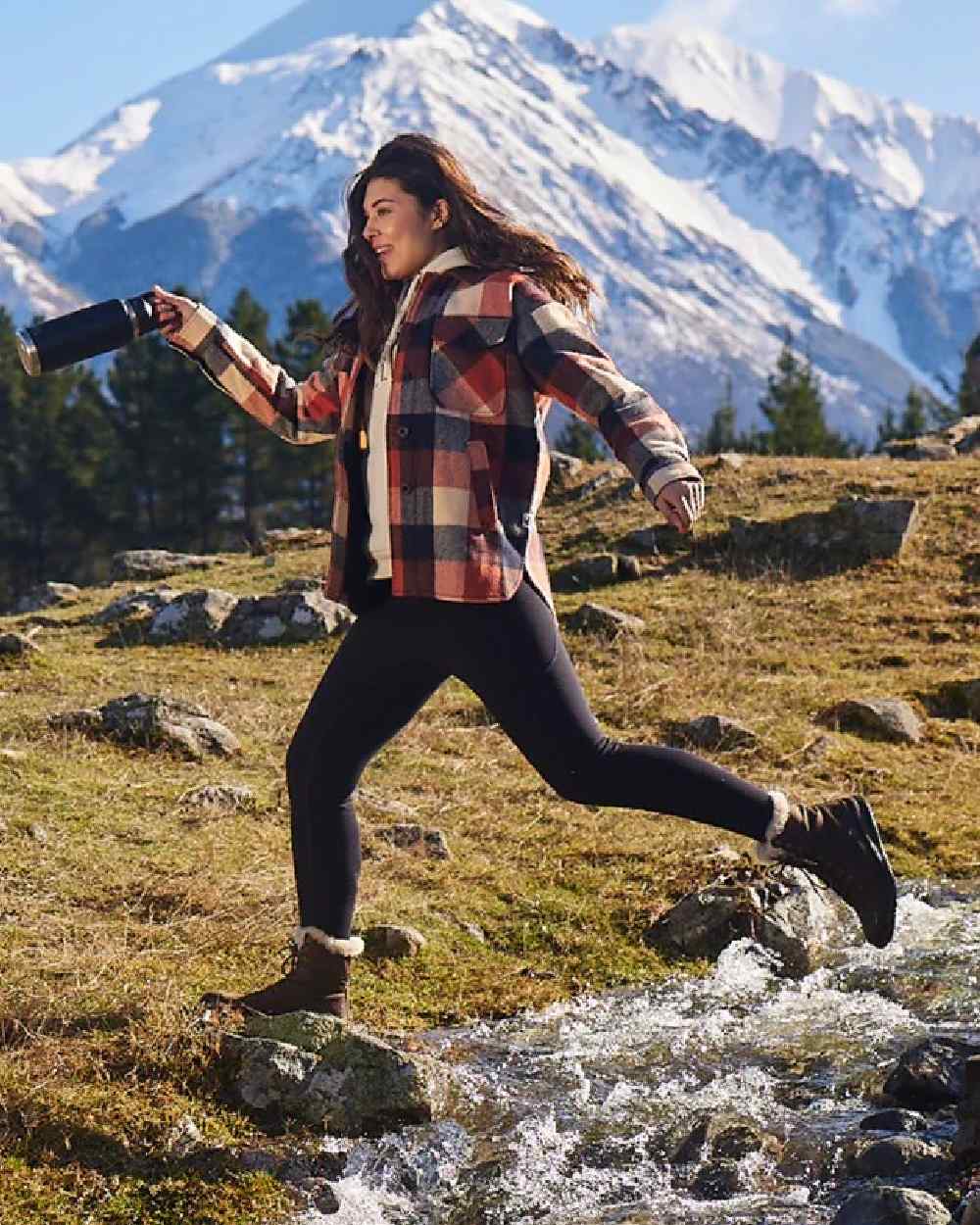 Black Coloured Swanndri Womens Merino Fusion Leggings on outdoor background