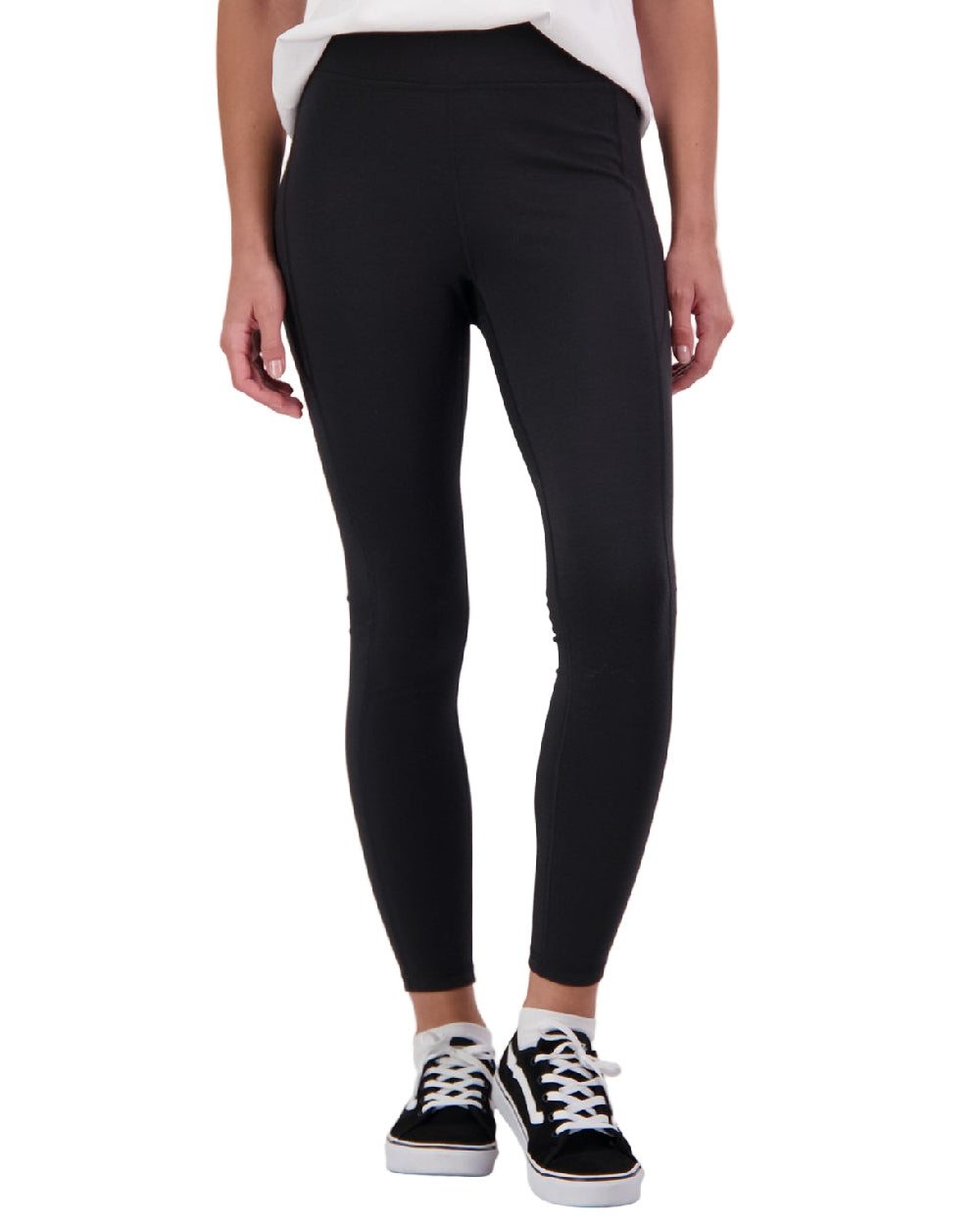 Black Coloured Swanndri Womens Merino Fusion Leggings on white background