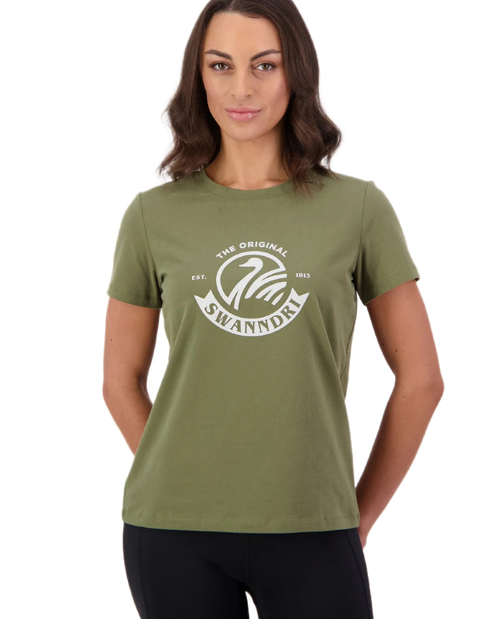 Clover Platinum coloured Swanndri Womens Original V3 T-Shirt on white background