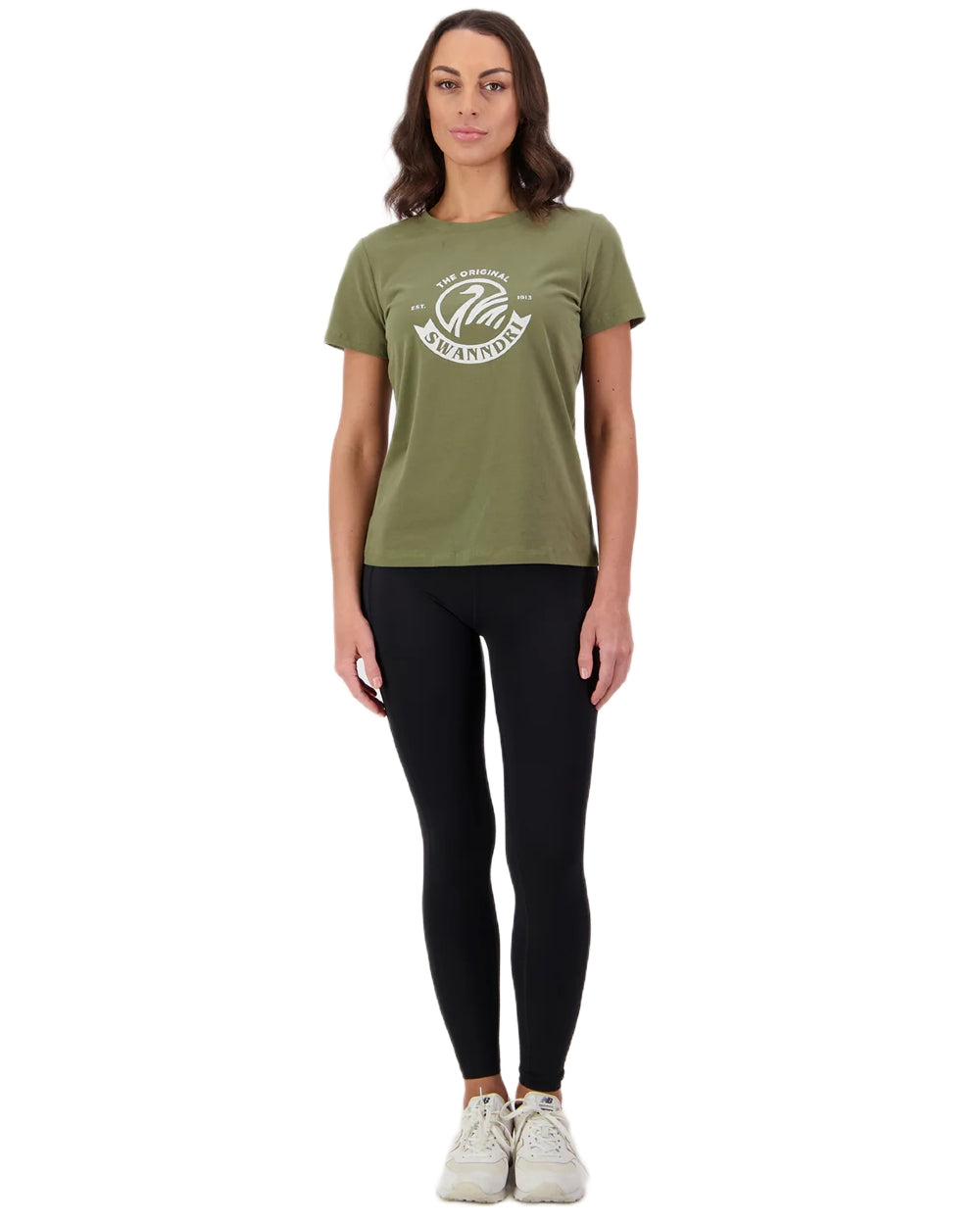 Clover Platinum coloured Swanndri Womens Original V3 T-Shirt on white background