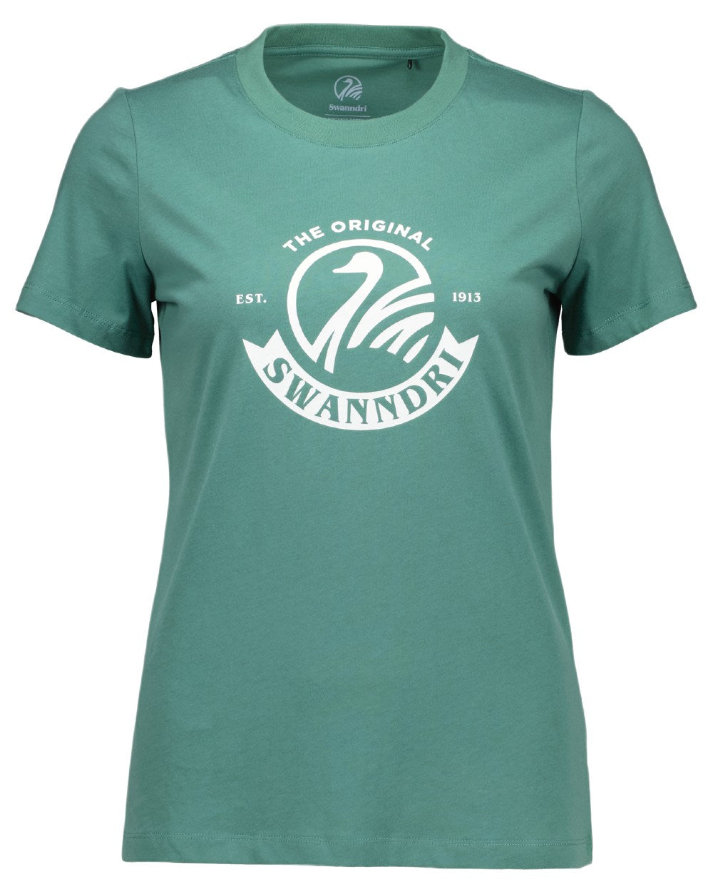 Jade Green White Coloured Swanndri Womens Original V3 T-Shirt on white background