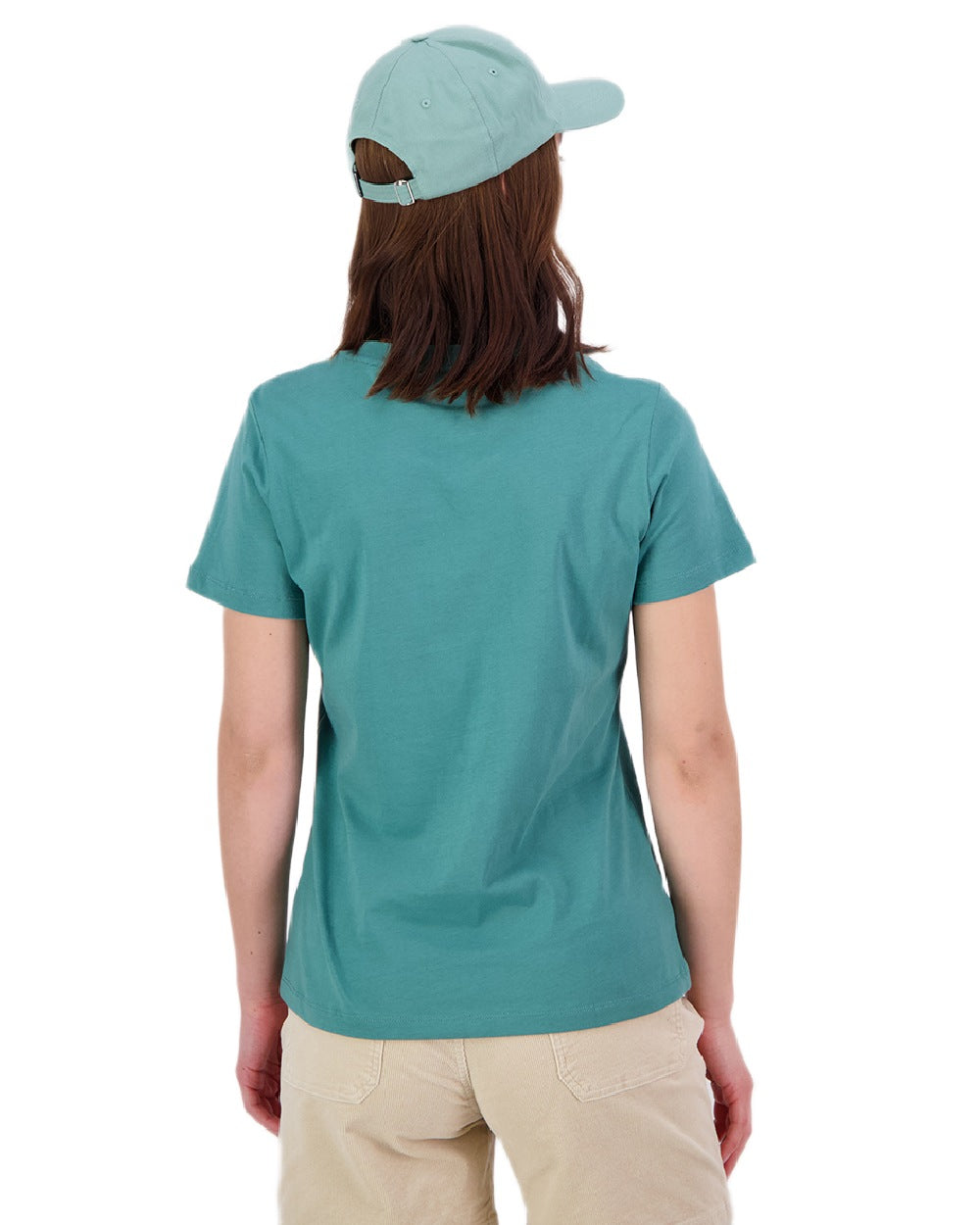 Jade Green White Coloured Swanndri Womens Original V3 T-Shirt on white background
