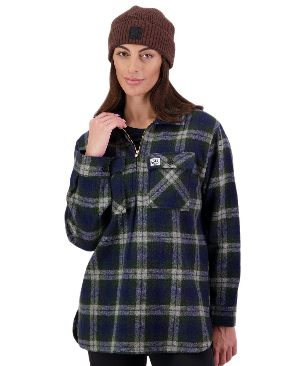 Thornton Check Coloured Swanndri Womens Ranger Wool Bush Shirt on white background