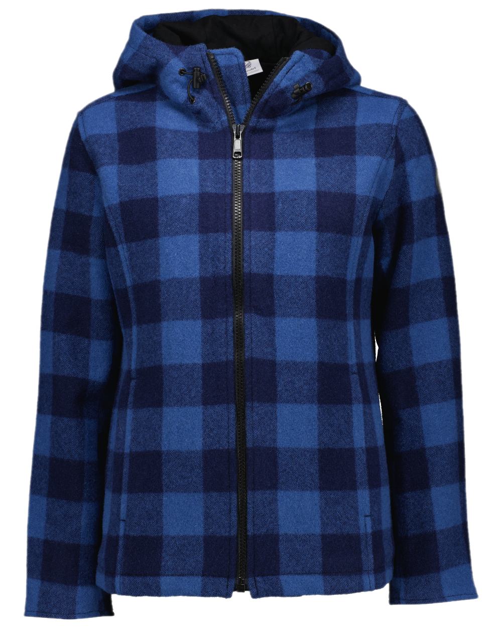 Oceanview Navy Check Coloured Swanndri Womens Seattle V2 Wool Hooded Sweater on white background