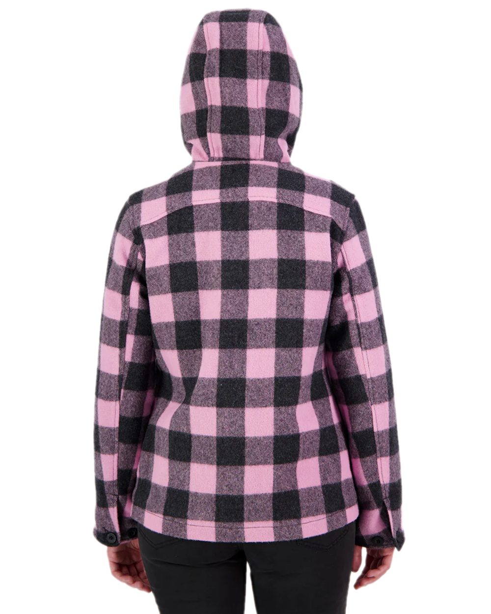 Shadow Blossom Check Coloured Swanndri Womens Seattle V2 Wool Hooded Sweater on white background